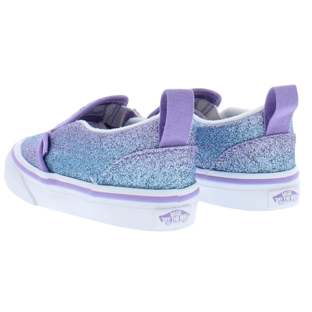 Girls 💜✨ Vans Mermaid Sparkle Glitter Purple Slip On Velcro Sneakers Size 10